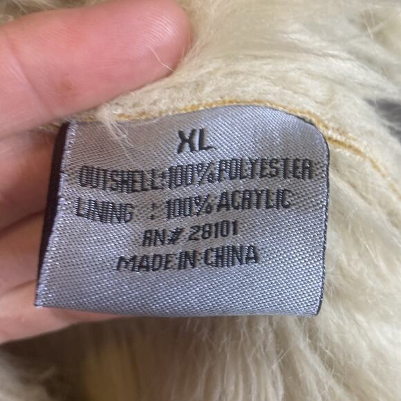 Vintage Rave Y2K Faux Suede and Shearling Embroidered Embellished Cream Vest XL - Picture 6 of 7